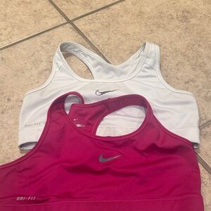 Nike Dri-FIT White and Pink Sports Bras